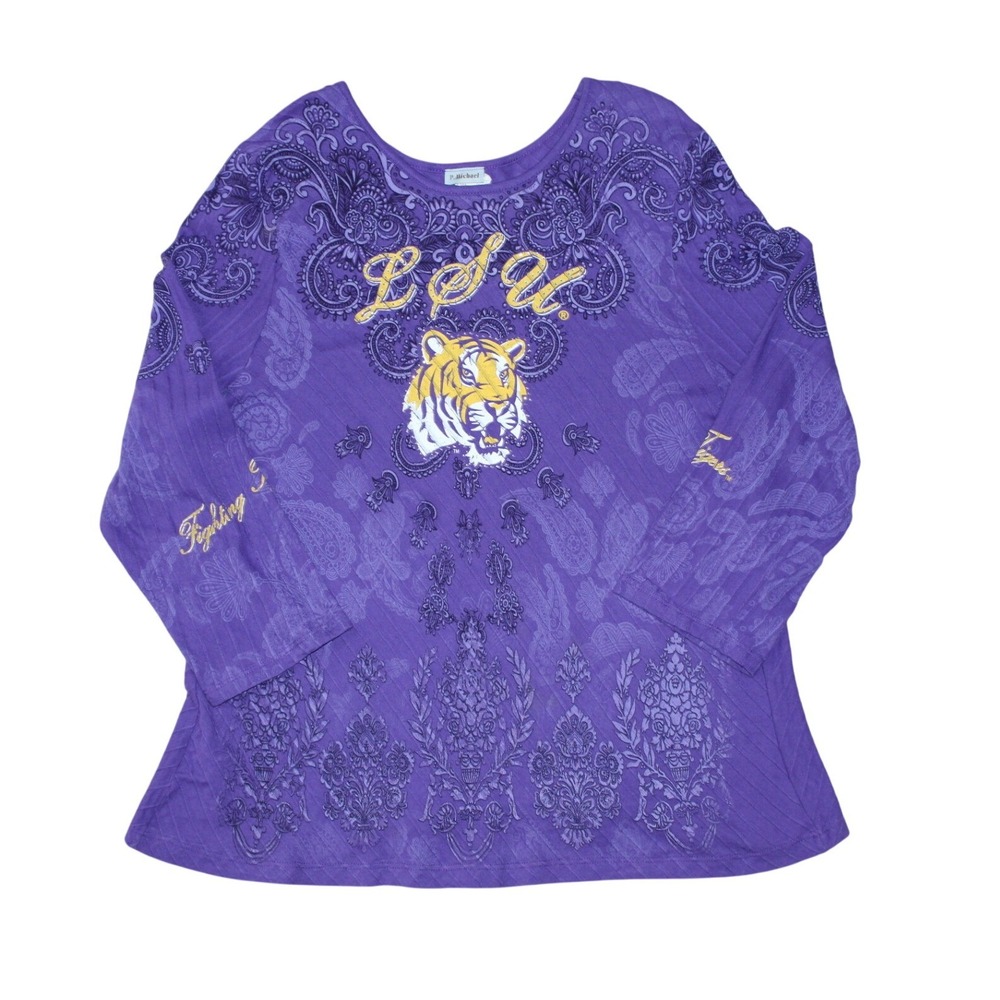 LSU Tigers P. Michael Purple Graphic Long Sleeve Top Women's 2X